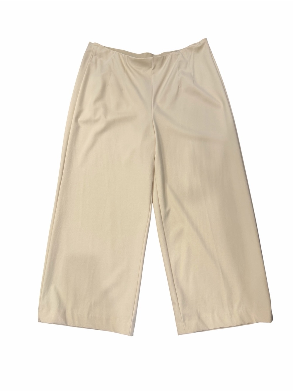 Anne Klein Crepe Wide Leg Crop Pants Pull On High Rise Parchment Ivory XL NEW - Picture 3 of 13